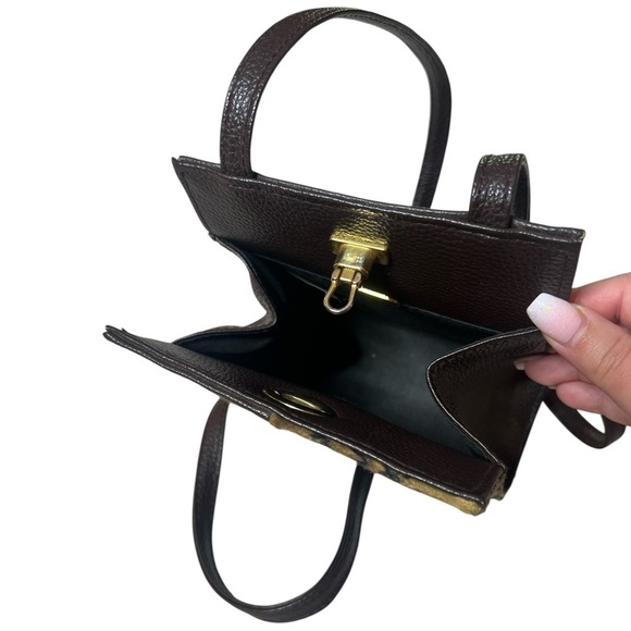 Vintage COMECO Patchwork Faux Leopard Fur Print Color block Crossbody Purse - Picture 5 of 11